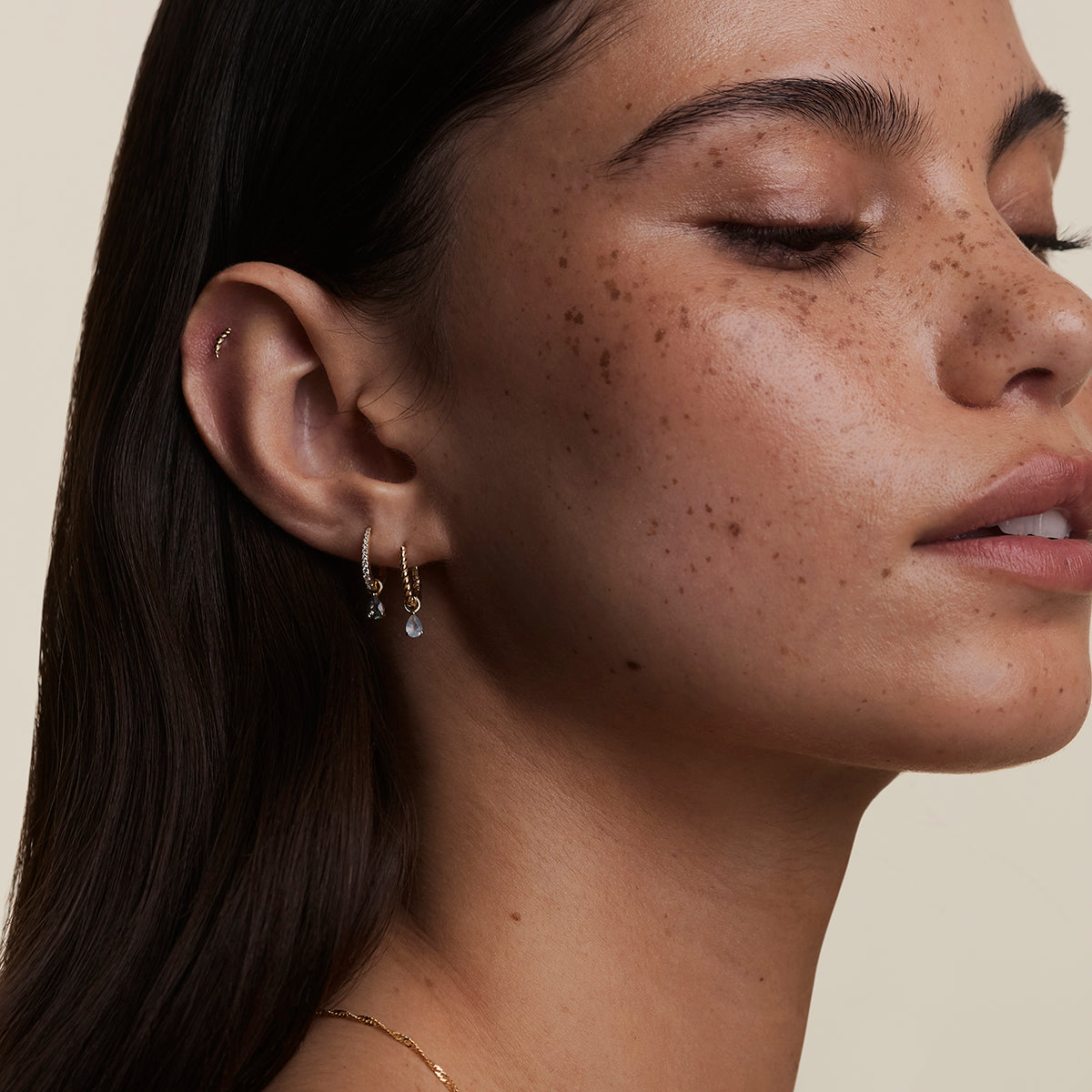 Aquamarine March Earring Charm in Solid Gold-Astrid & Miyu