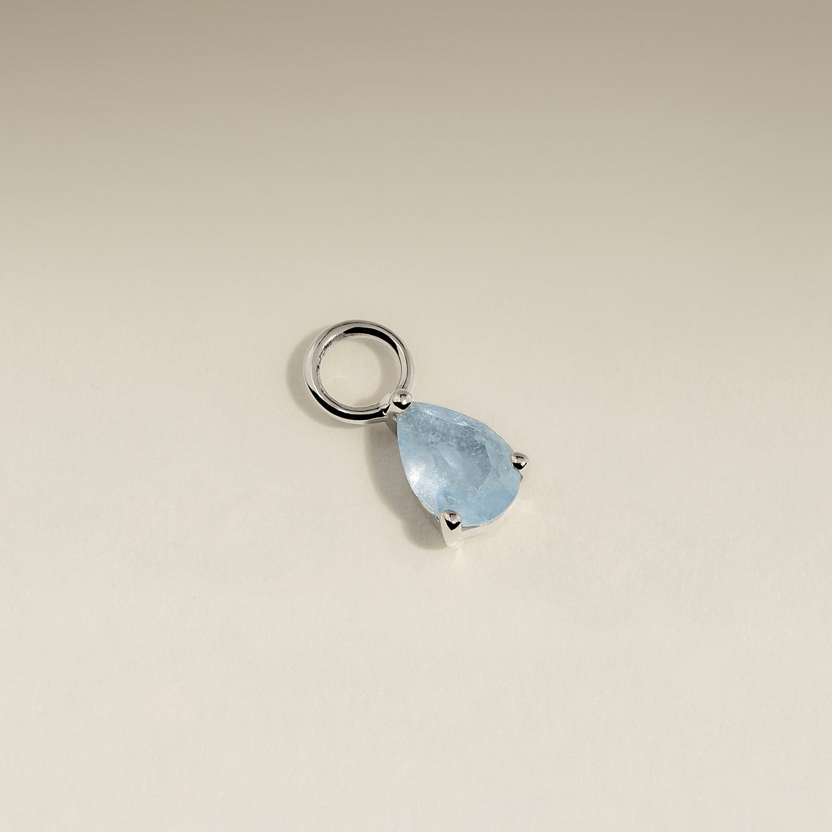 Aquamarine March Earring Charm in Solid White Gold-Astrid & Miyu