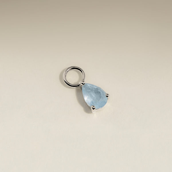 Aquamarine March Earring Charm in Solid White Gold-Astrid & Miyu