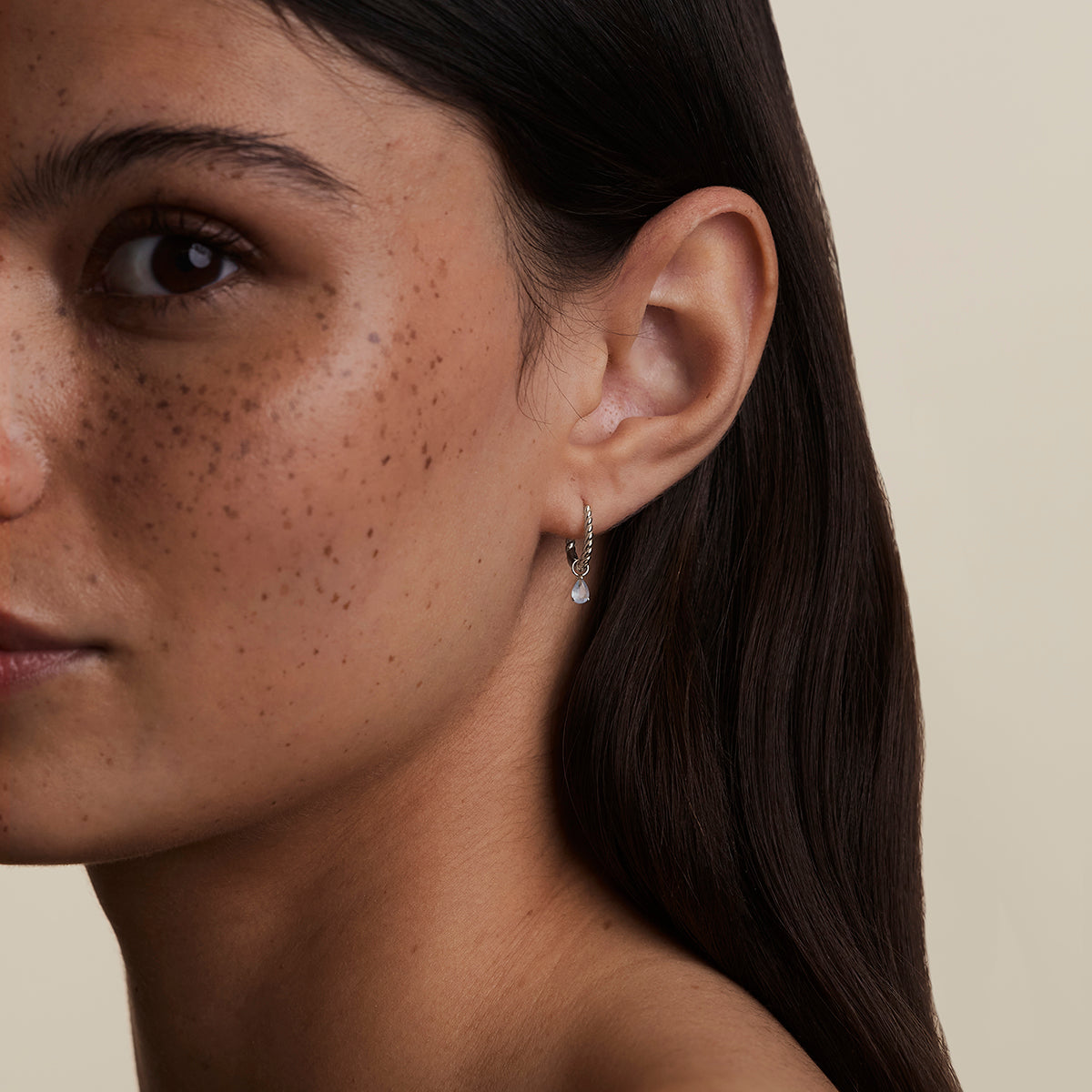 Aquamarine March Earring Charm in Solid White Gold-Astrid & Miyu