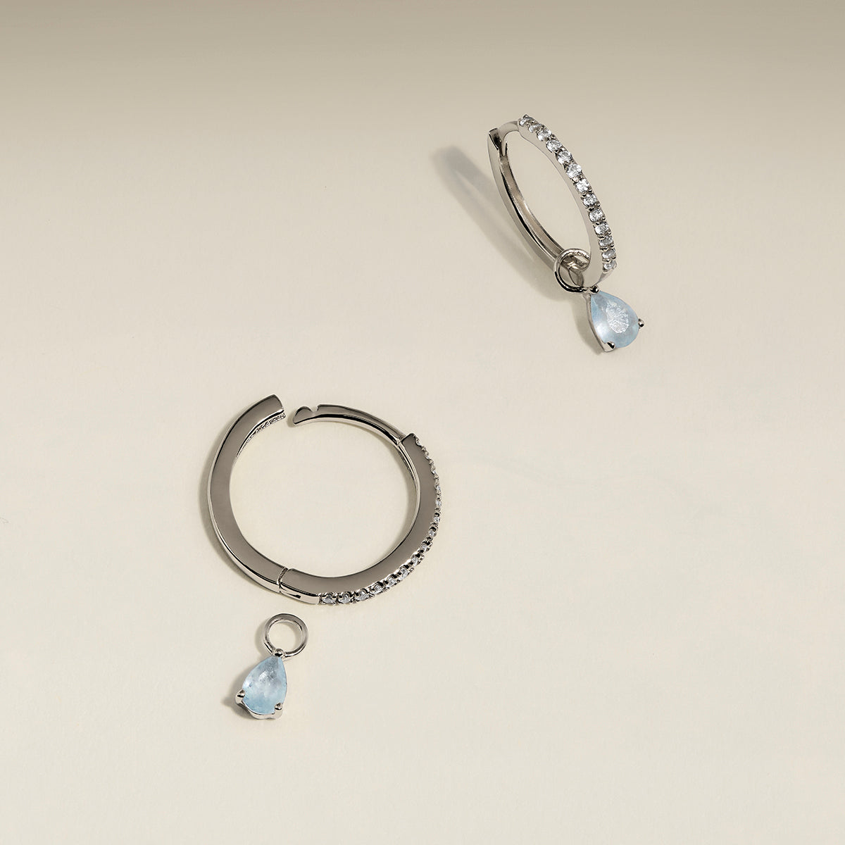 Aquamarine March Earring Charm in Solid White Gold-Astrid & Miyu