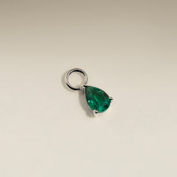 Emerald May Earring Charm in Solid White Gold-Astrid & Miyu