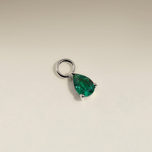 Emerald May Earring Charm in Solid White Gold-Astrid & Miyu