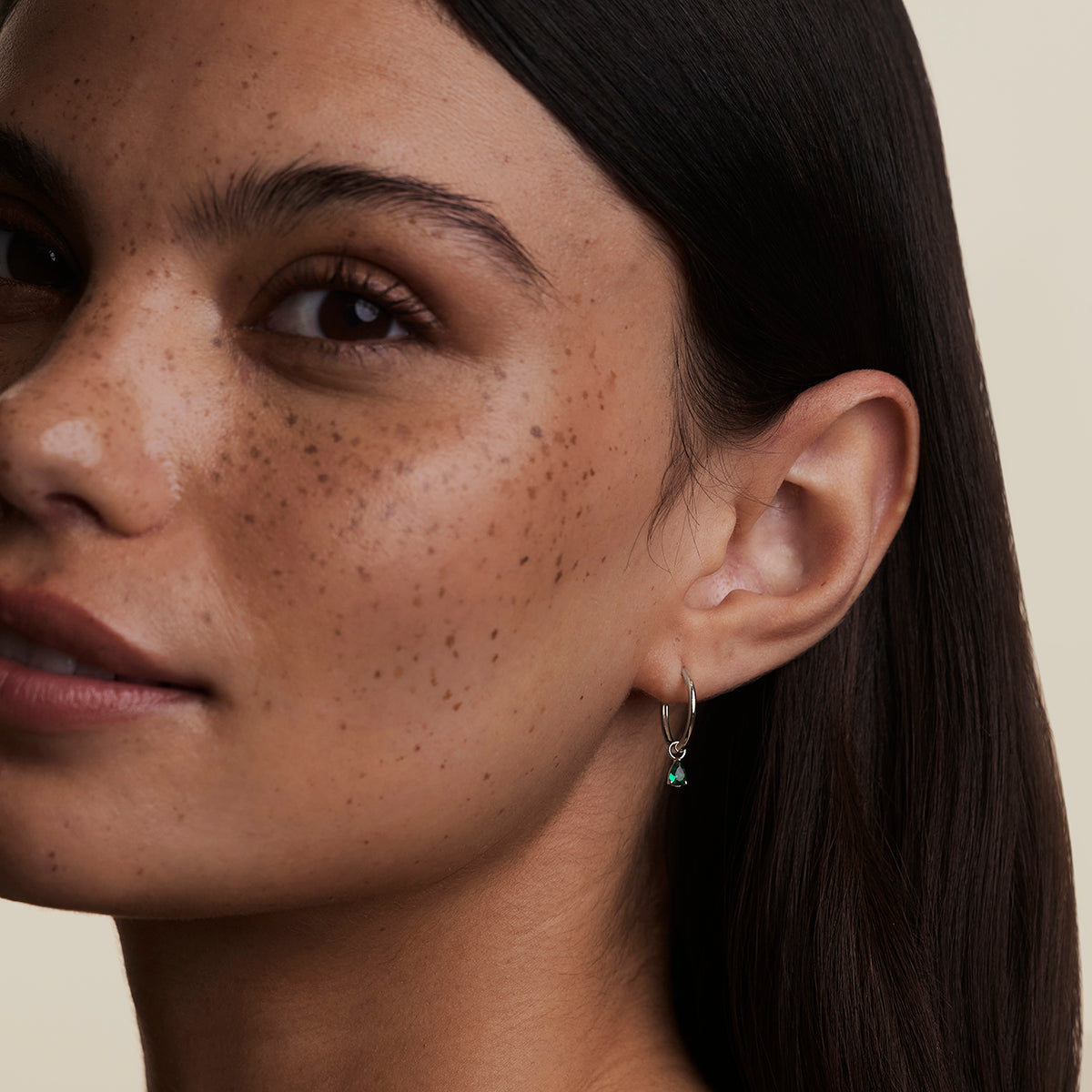 Emerald May Earring Charm in Solid White Gold-Astrid & Miyu