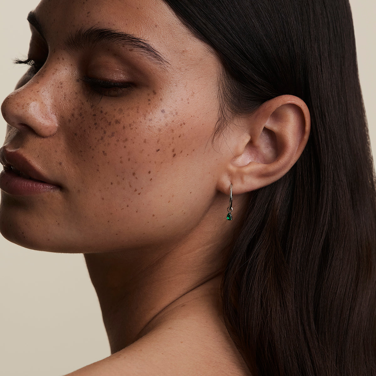 Emerald May Earring Charm in Solid White Gold-Astrid & Miyu