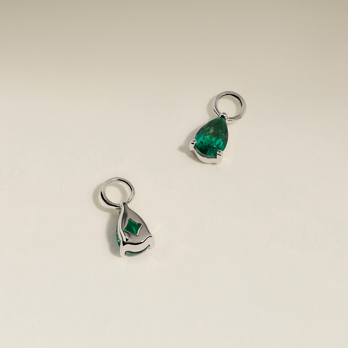 Emerald May Earring Charm in Solid White Gold-Astrid & Miyu