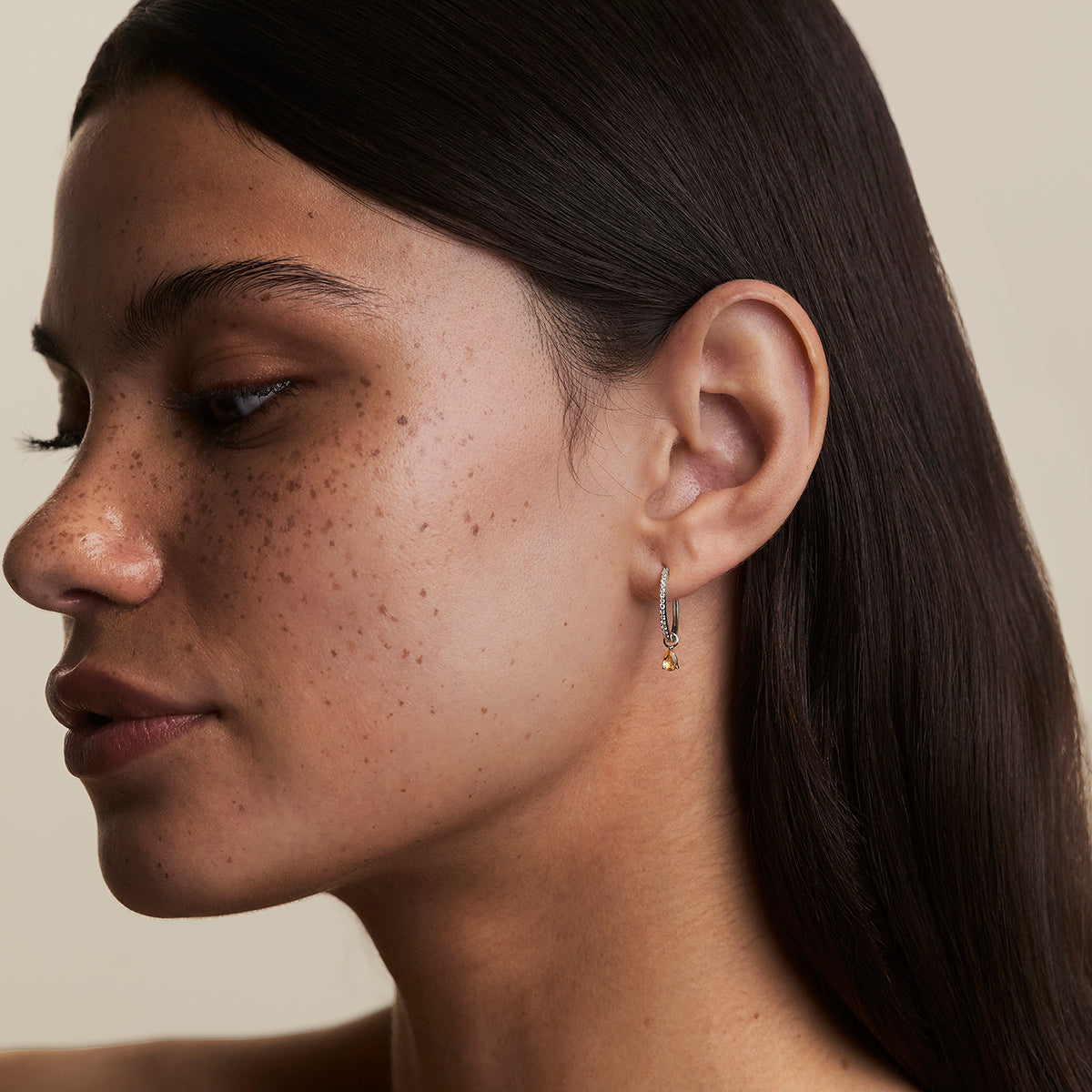 Citrine November Earring Charm in Solid White Gold-Astrid & Miyu