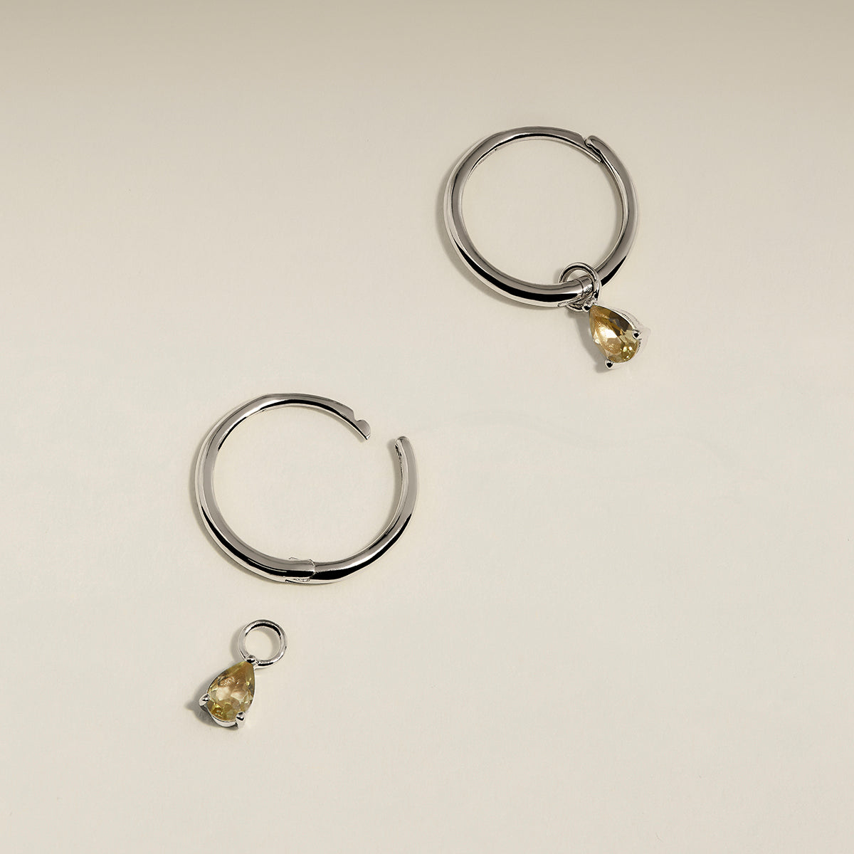 Citrine November Earring Charm in Solid White Gold-Astrid & Miyu