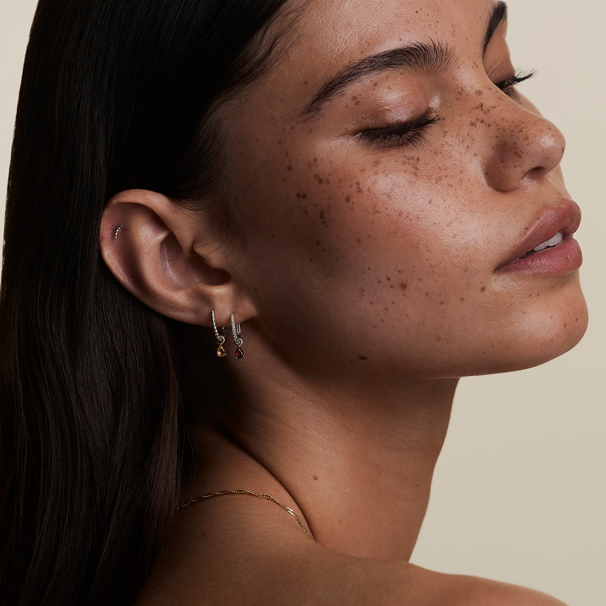 Citrine November Earring Charm in Solid White Gold-Astrid & Miyu