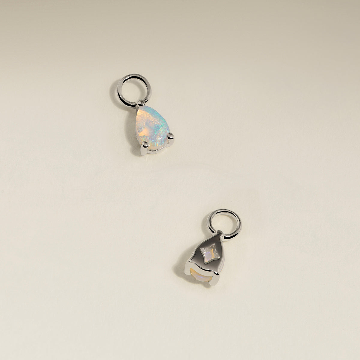 Opal October Earring Charm in Solid White Gold-Astrid & Miyu