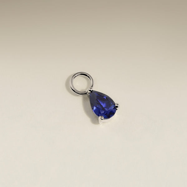 Sapphire September Earring Charm in Solid White Gold-Astrid & Miyu