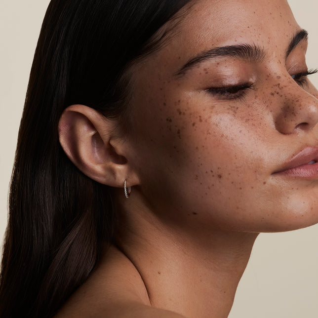 Diamond Pavé Huggies in Solid Gold-Astrid & Miyu