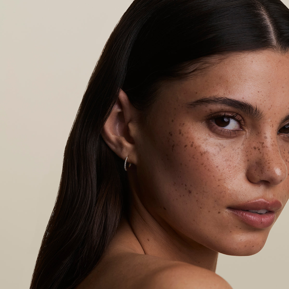 Diamond Pavé Huggies in Solid Gold-Astrid & Miyu
