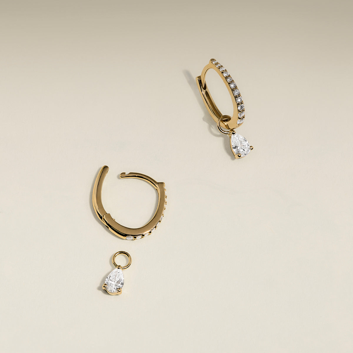 Diamond Pavé Huggies in Solid Gold-Astrid & Miyu