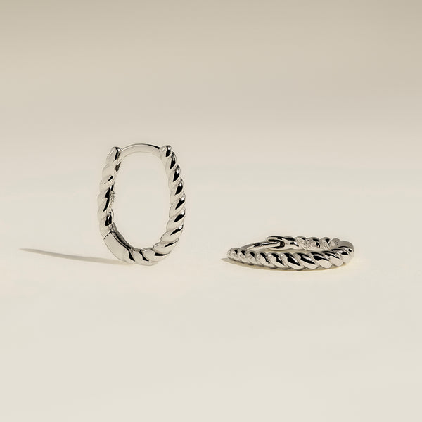 Rope Huggies in Solid White Gold-Astrid & Miyu