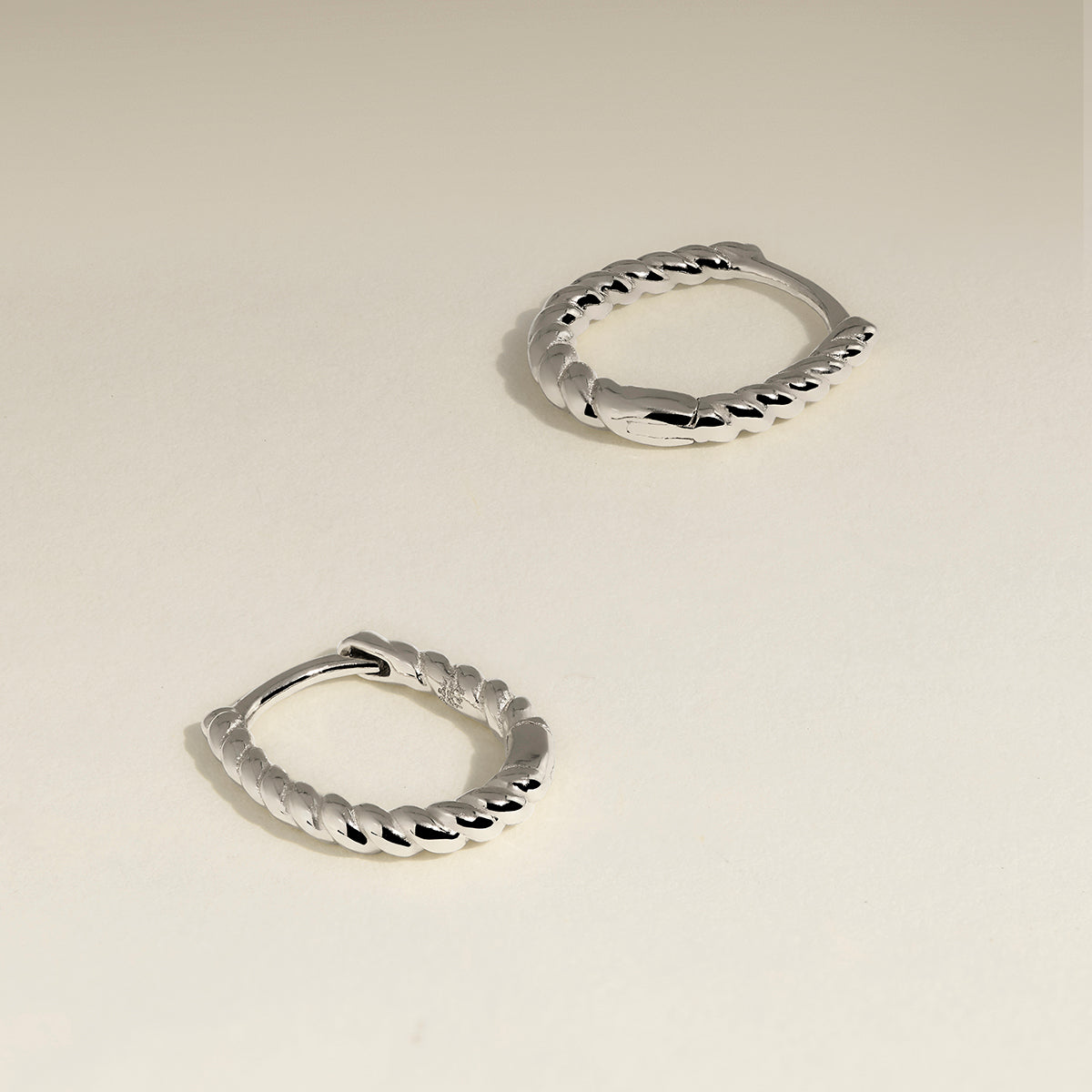 Rope Huggies in Solid White Gold-Astrid & Miyu