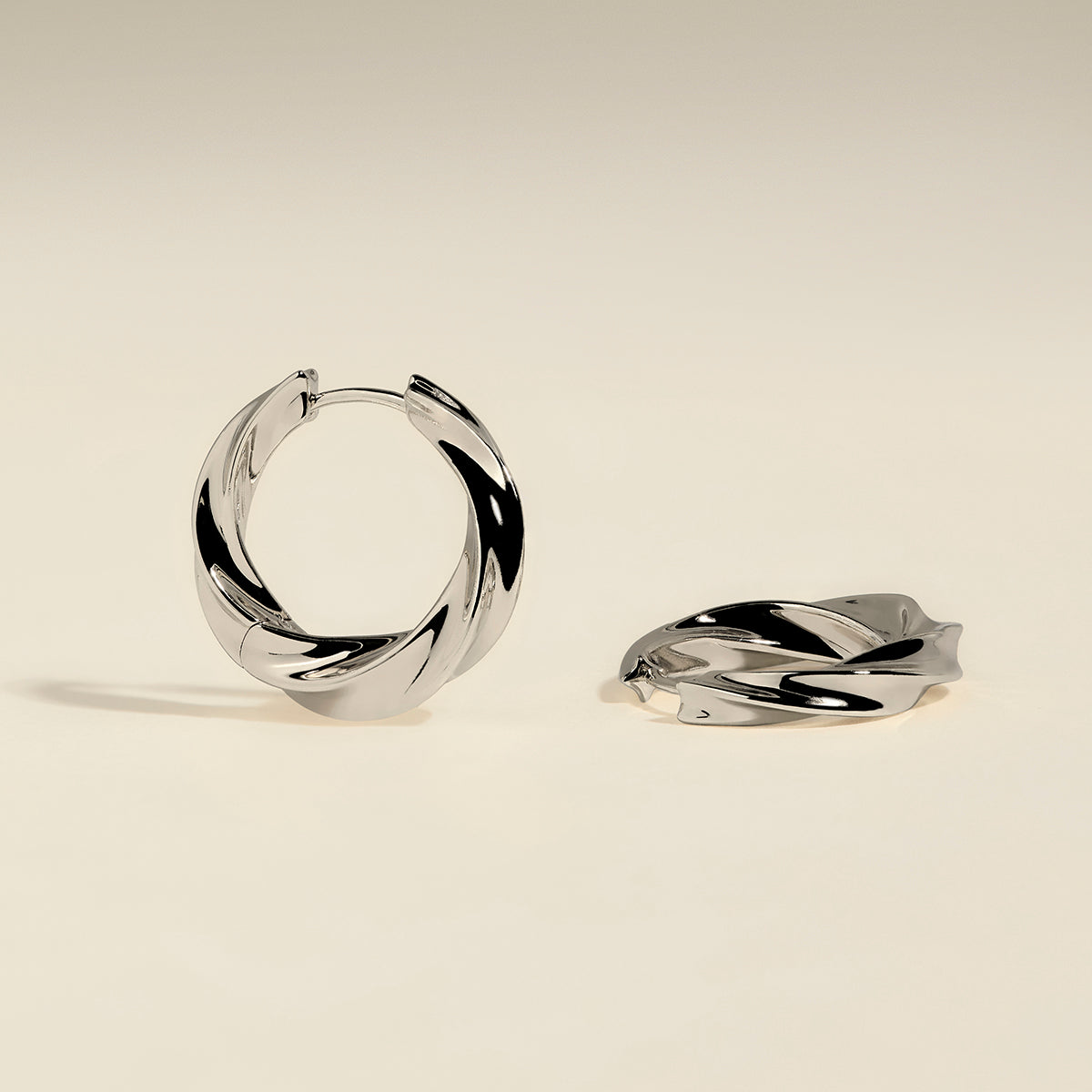Cosmic Twist Large Hoops in Silver-Astrid & Miyu