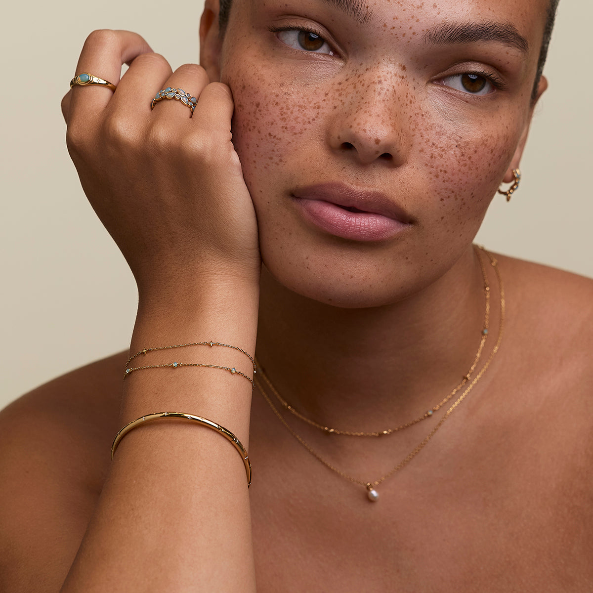 Cosmic Opal Double Bracelet in Gold-Astrid & Miyu