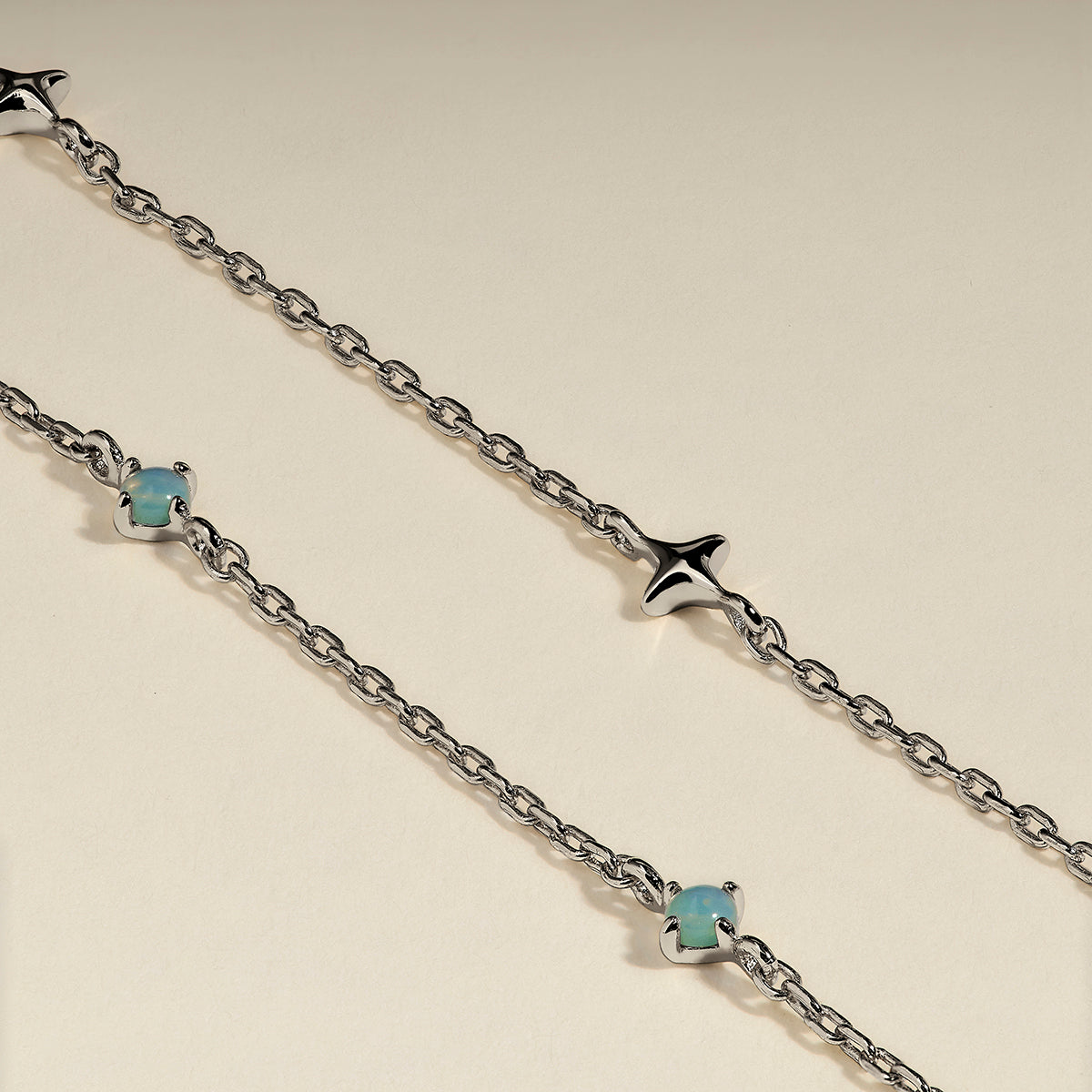 Cosmic Opal Double Bracelet in Silver-Astrid & Miyu