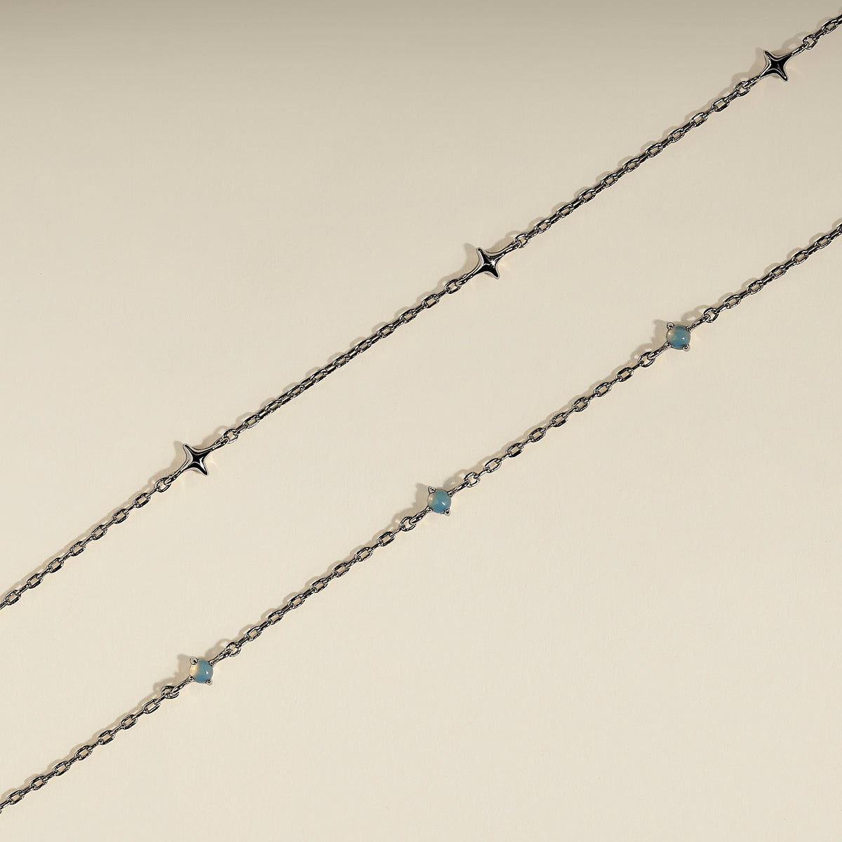Cosmic Opal Double Bracelet in Silver-Astrid & Miyu