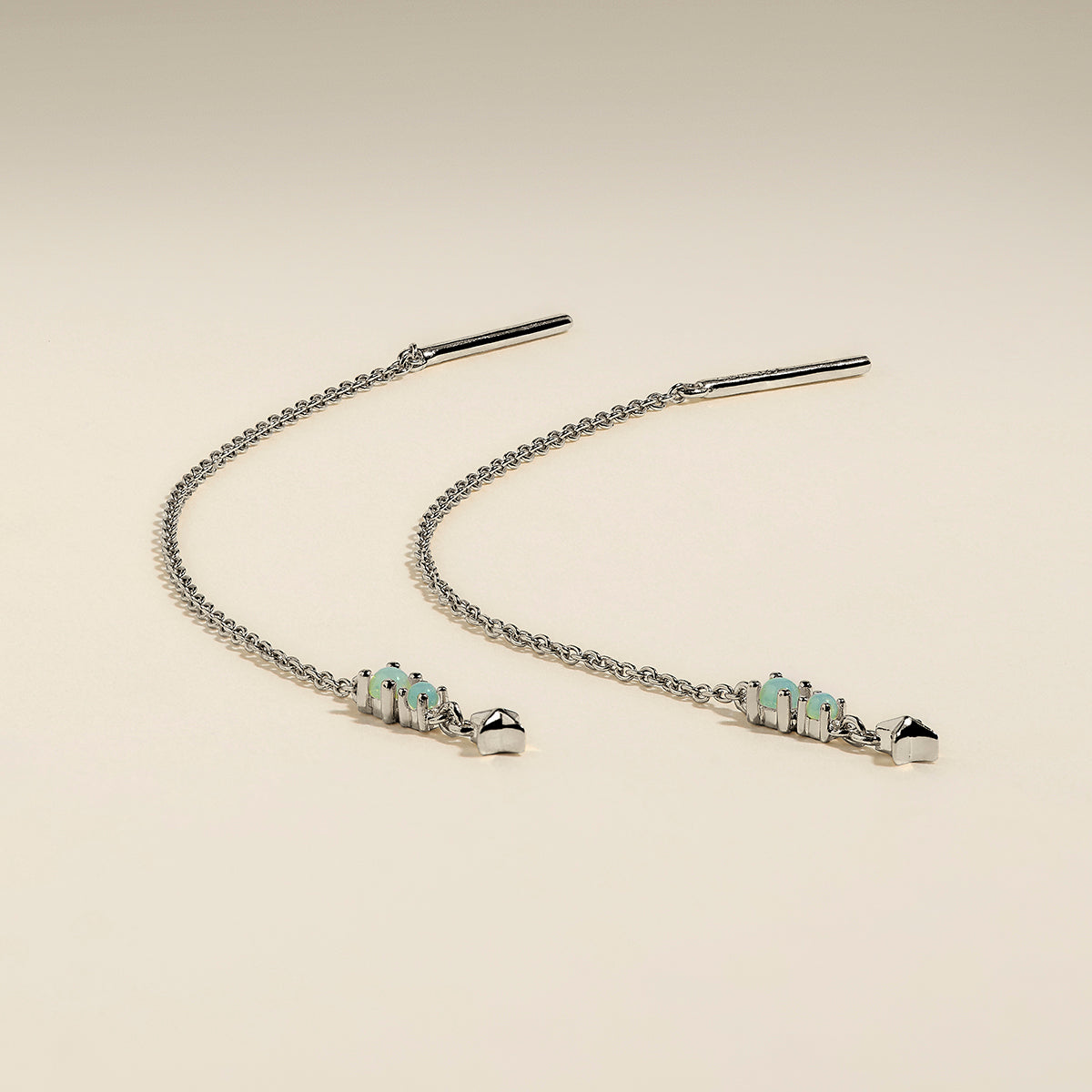 Cosmic Opal Thread Earrings in Silver-Astrid & Miyu