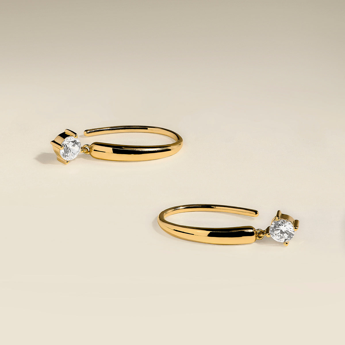 Crystal Charm Hook Earrings in Gold-Astrid & Miyu