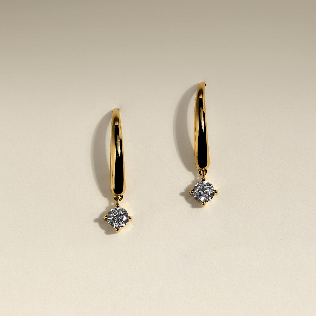 Crystal Charm Hook Earrings in Gold-Astrid & Miyu