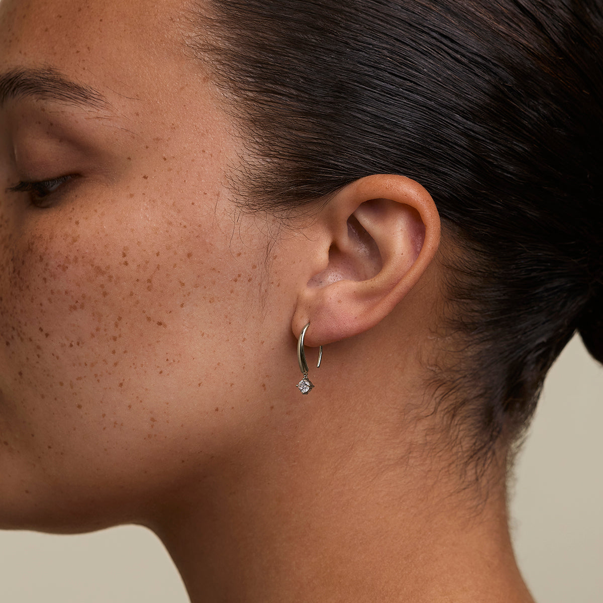 Crystal Charm Hook Earrings in Silver-Astrid & Miyu