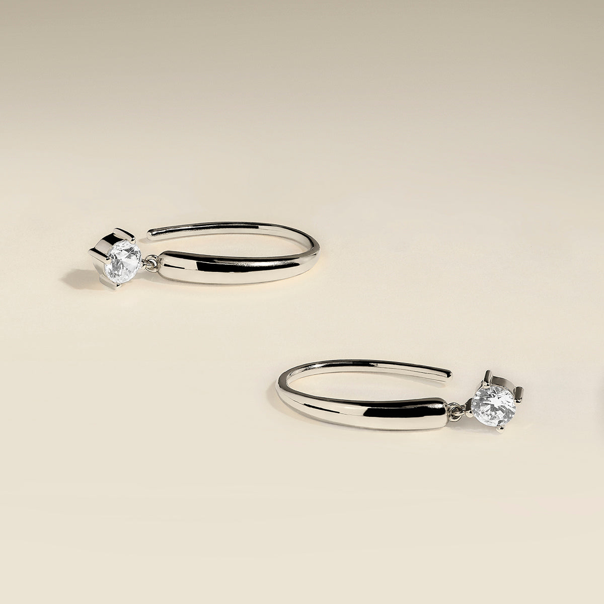 Crystal Charm Hook Earrings in Silver-Astrid & Miyu