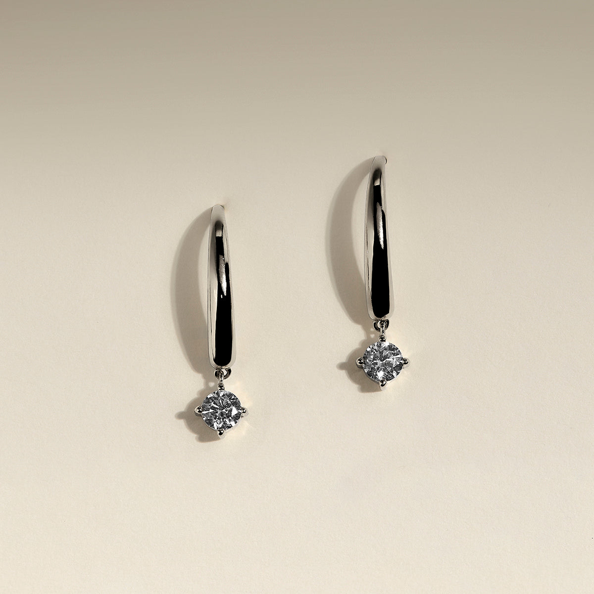 Crystal Charm Hook Earrings in Silver-Astrid & Miyu