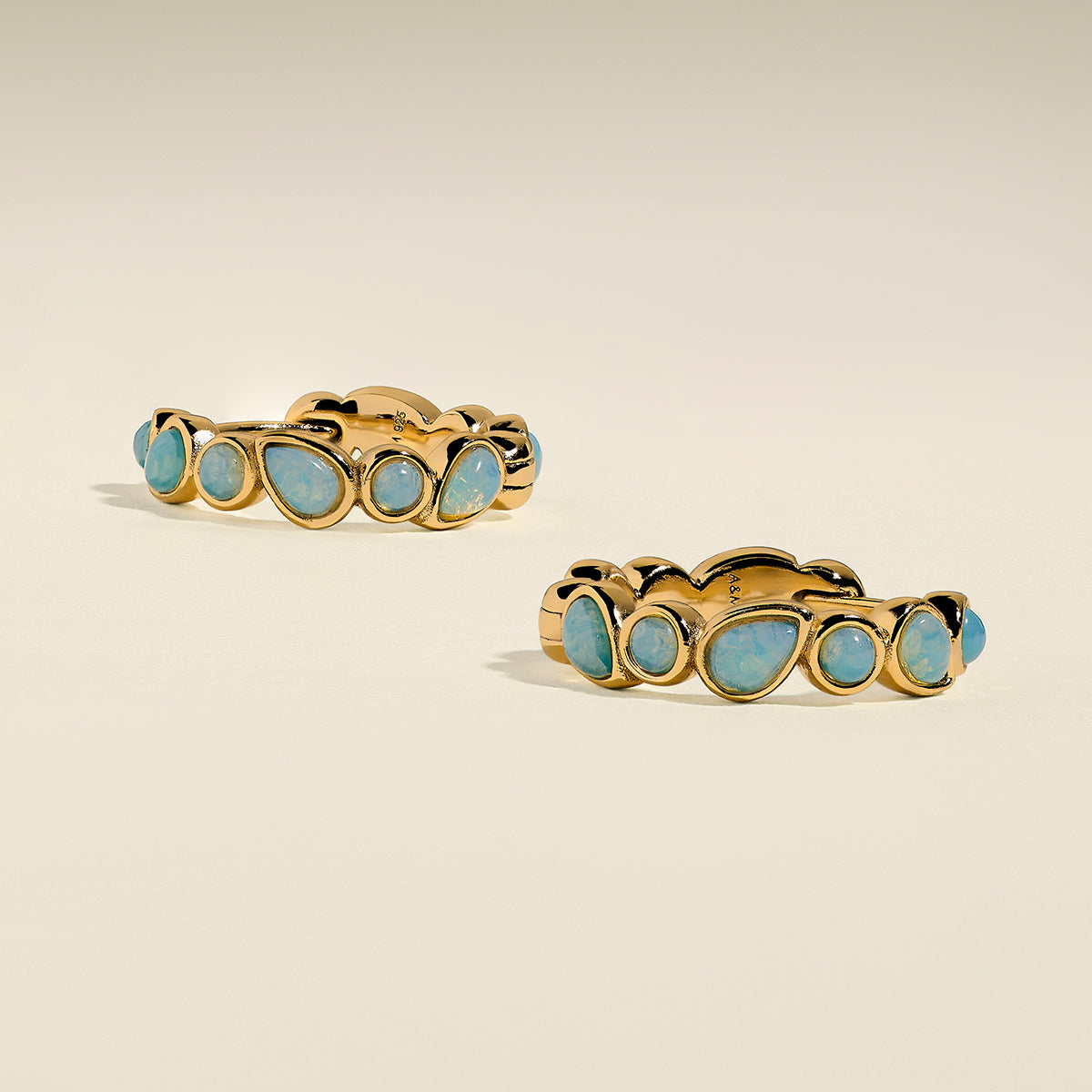 Opal Bezel Hoops in Gold-Astrid & Miyu