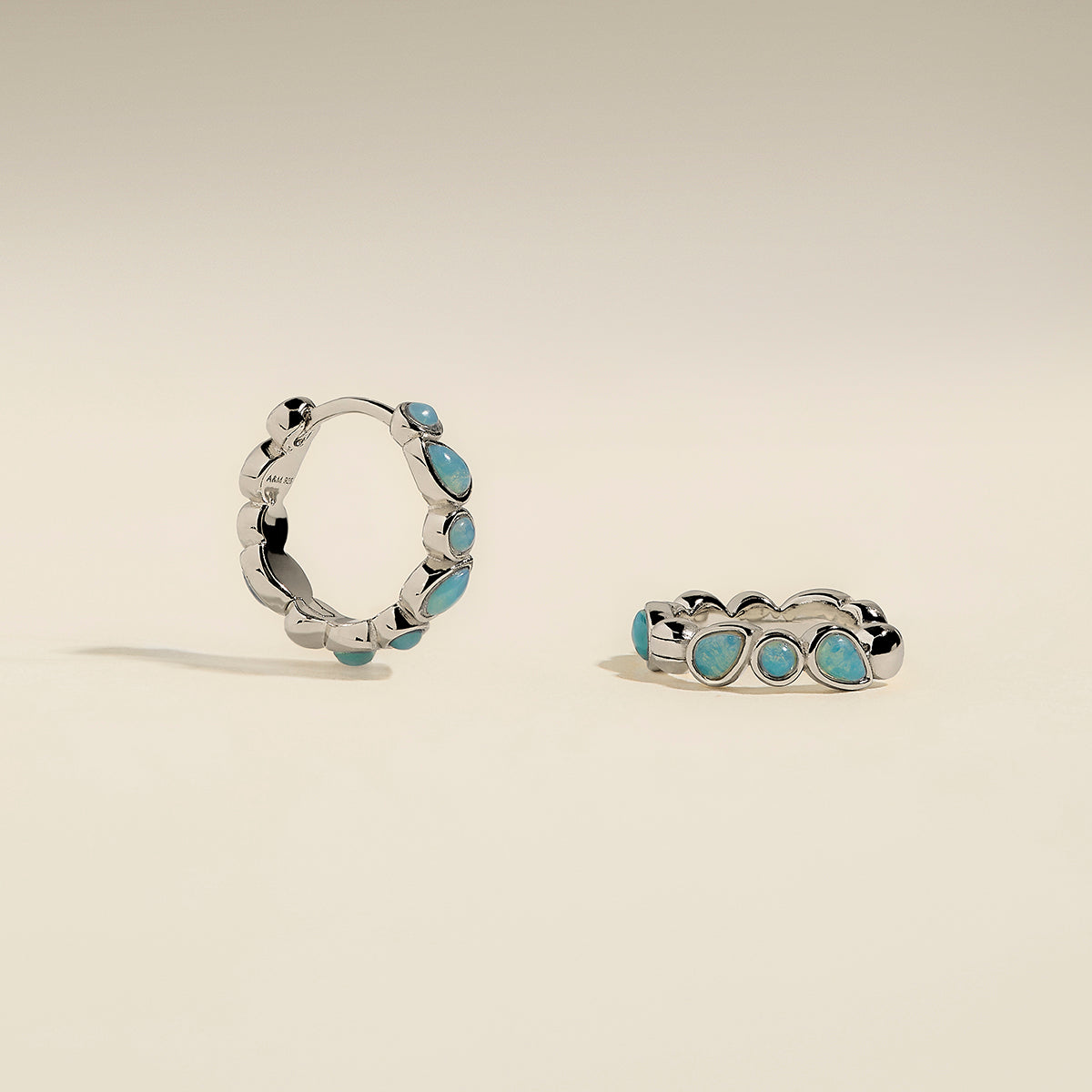 Opal Bezel Hoops in Silver-Astrid & Miyu