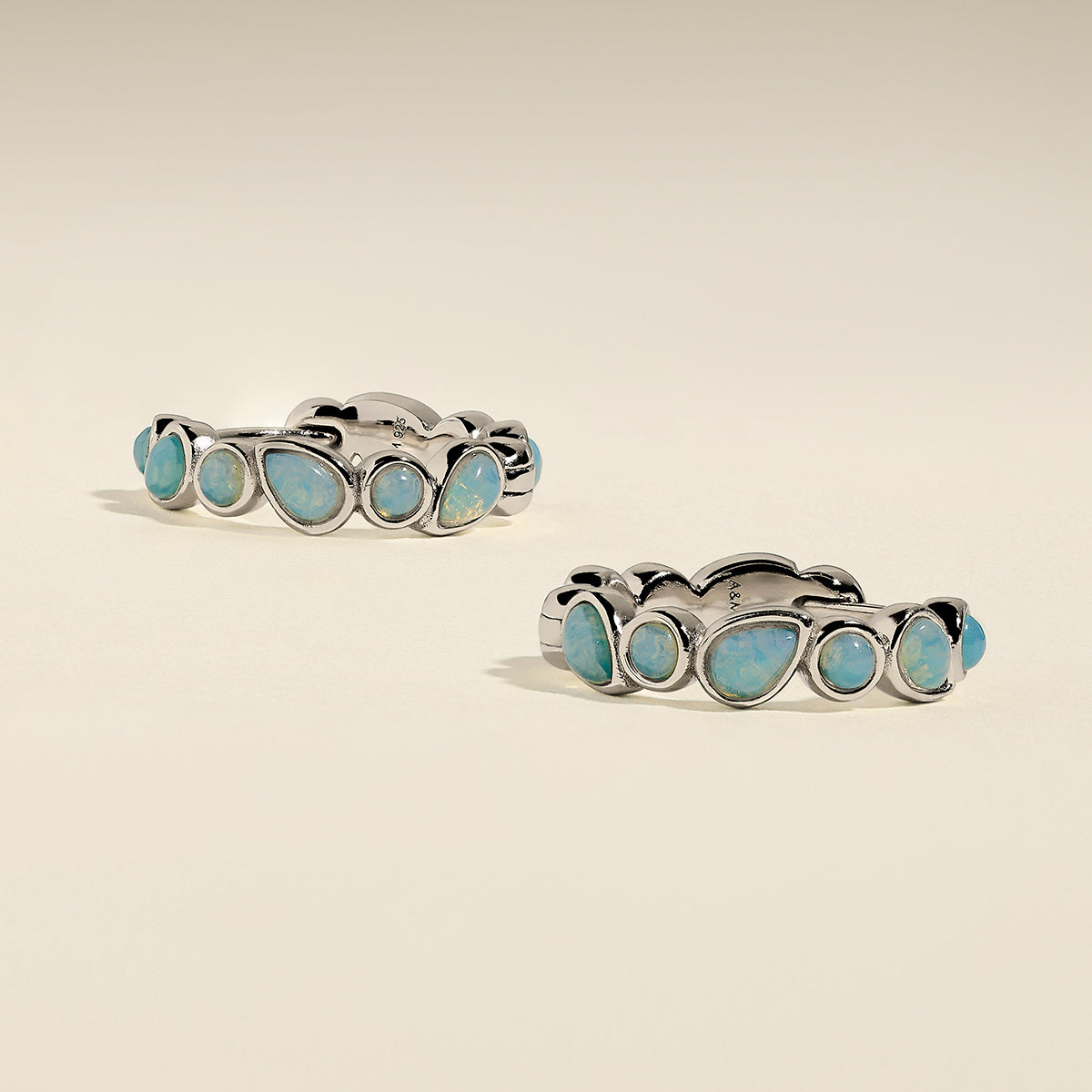 Opal Bezel Hoops in Silver-Astrid & Miyu