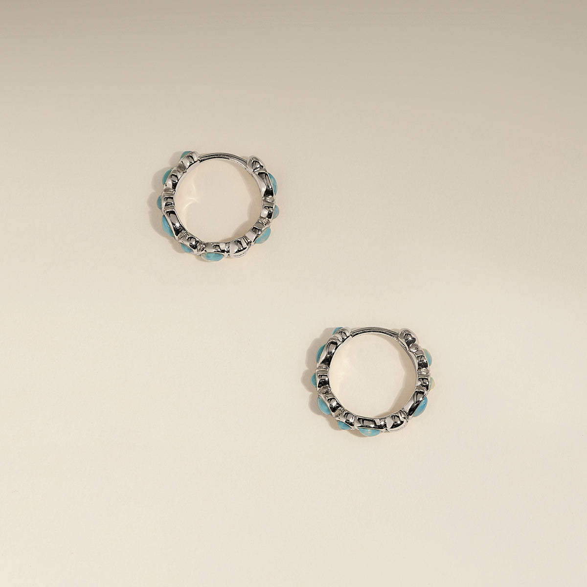Opal Bezel Hoops in Silver-Astrid & Miyu