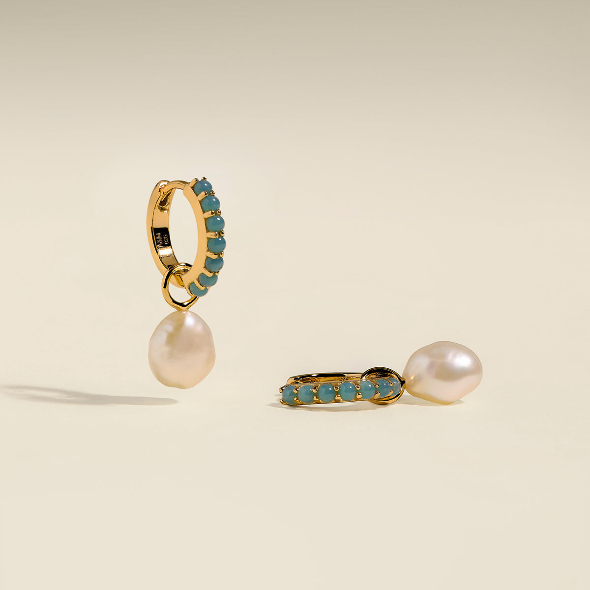 Opal & Pearl Charm Huggies in Gold-Astrid & Miyu