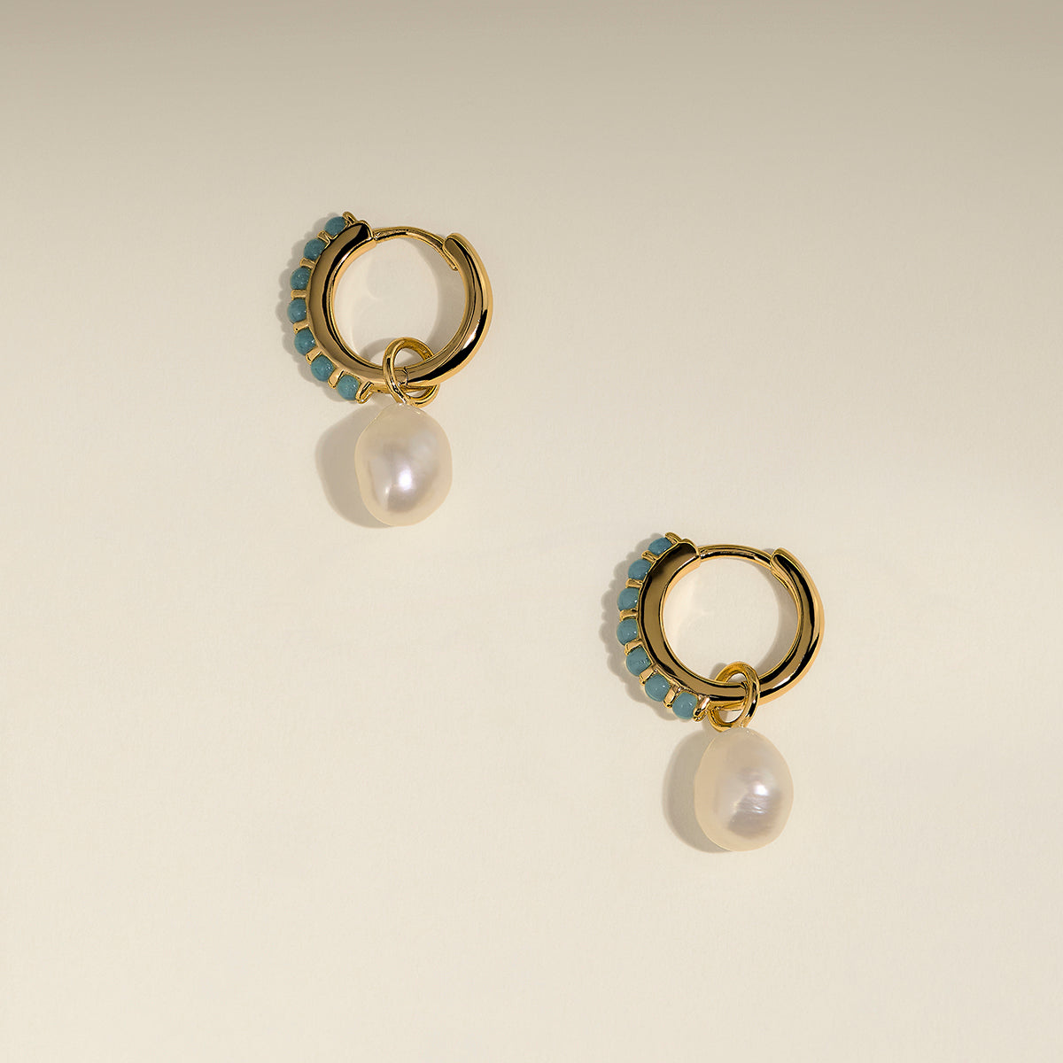 Opal & Pearl Charm Huggies in Gold-Astrid & Miyu