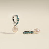 Opal & Pearl Charm Huggies in Silver-Astrid & Miyu