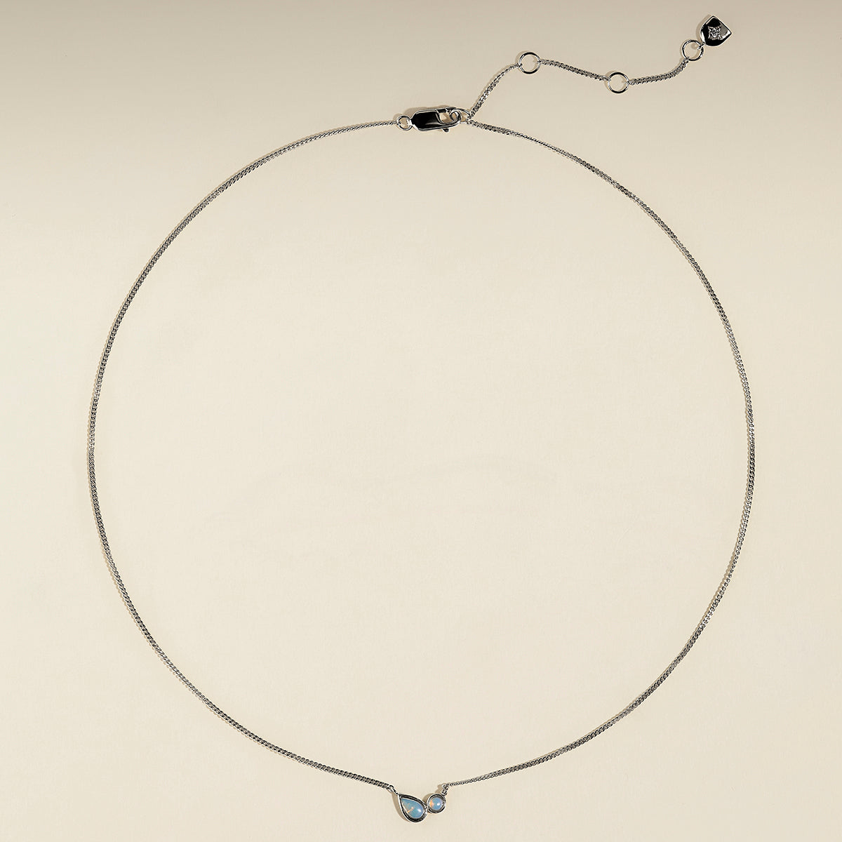 Opal Bezel Pendant Necklace in Silver-Astrid & Miyu