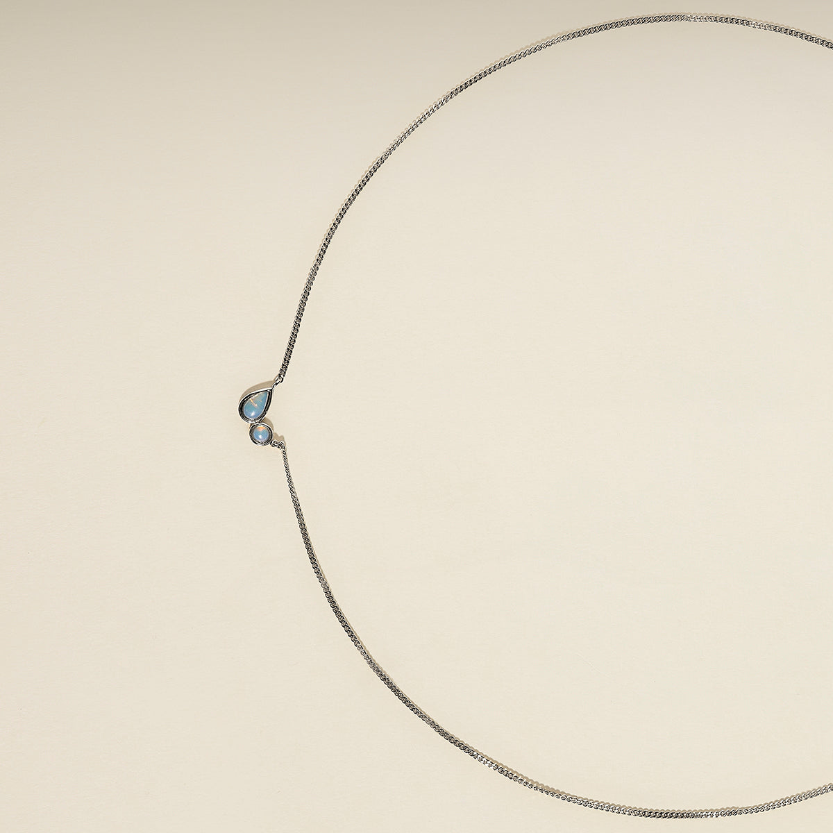 Opal Bezel Pendant Necklace in Silver-Astrid & Miyu