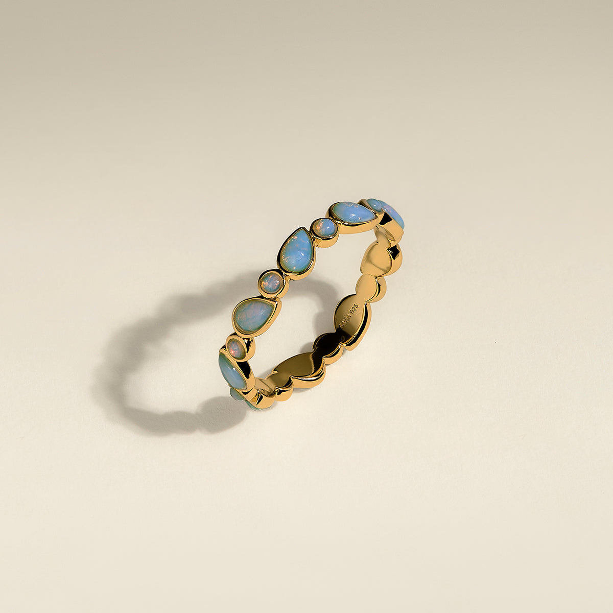 Opal Bezel Band Ring in Gold-Astrid & Miyu