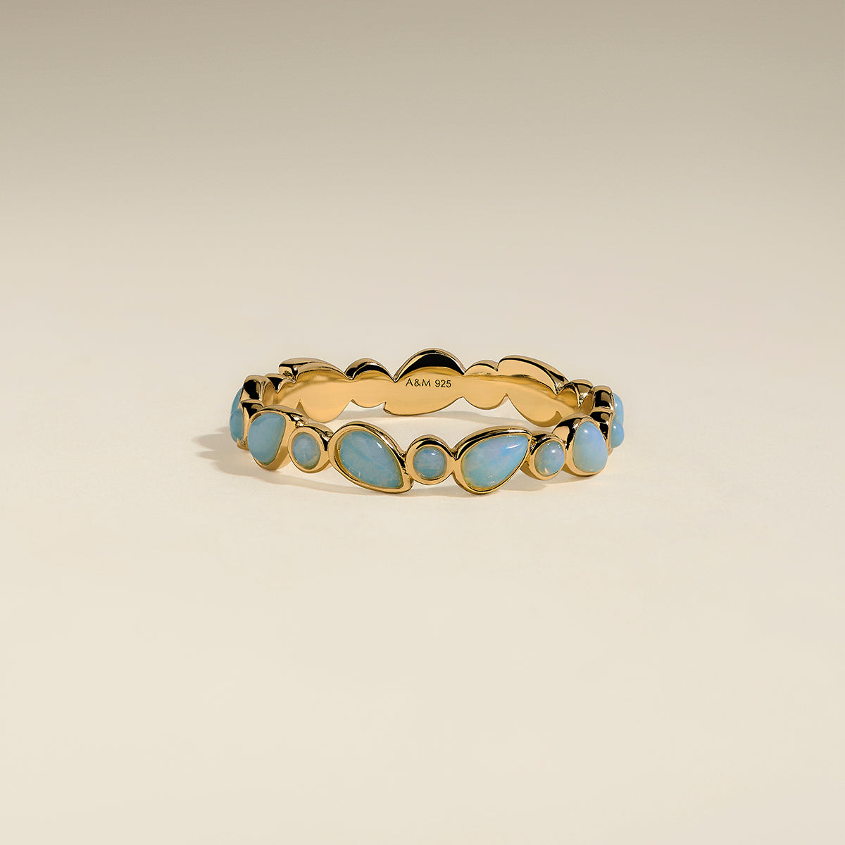 Opal Bezel Band Ring in Gold-Astrid & Miyu