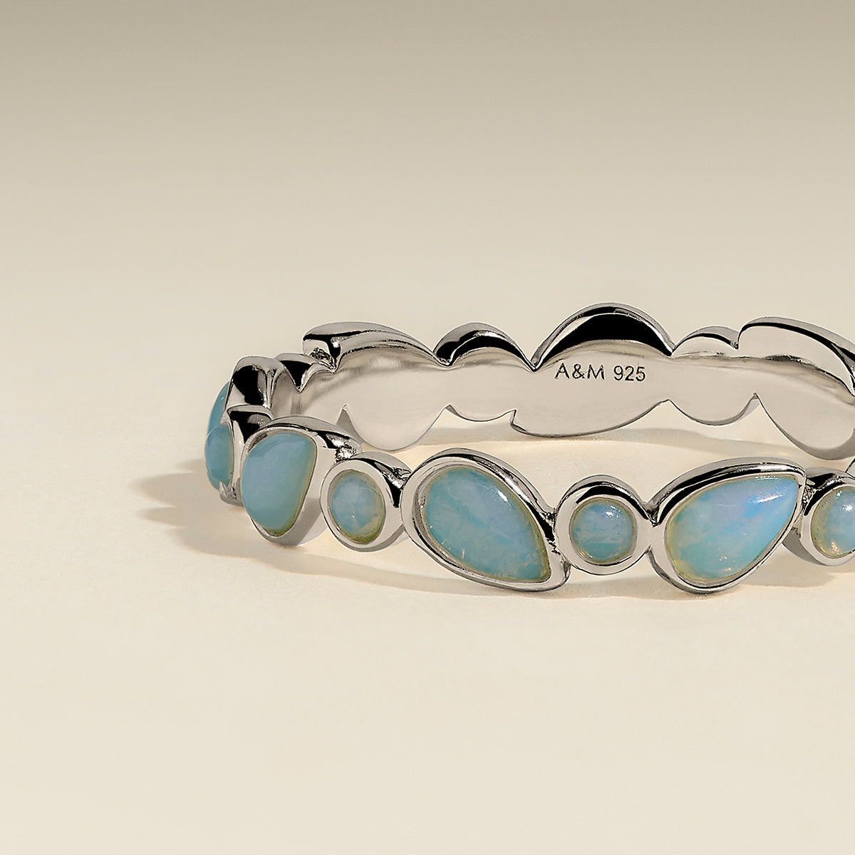 Opal Bezel Band Ring in Silver-Astrid & Miyu