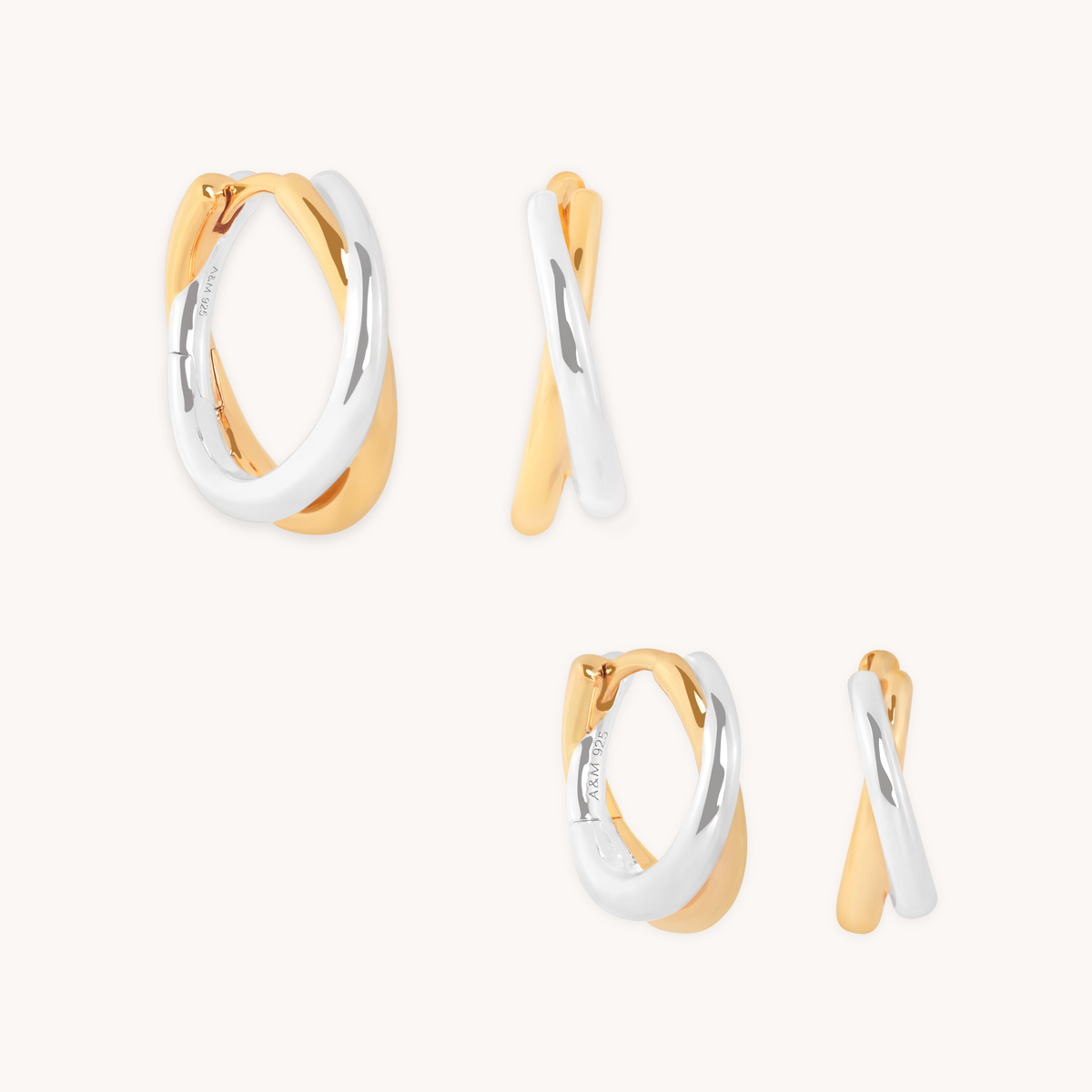 Crossover Illusion Hoops Stacking Set in Mixed Metal-Astrid & Miyu