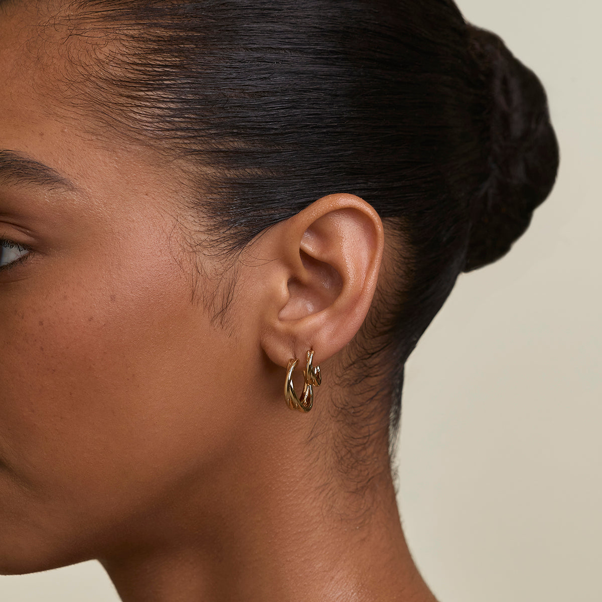 Crossover Illusion Hoops Stacking Set in Gold-Astrid & Miyu