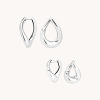 Molten Hoops Stacking Set in Silver-Astrid & Miyu