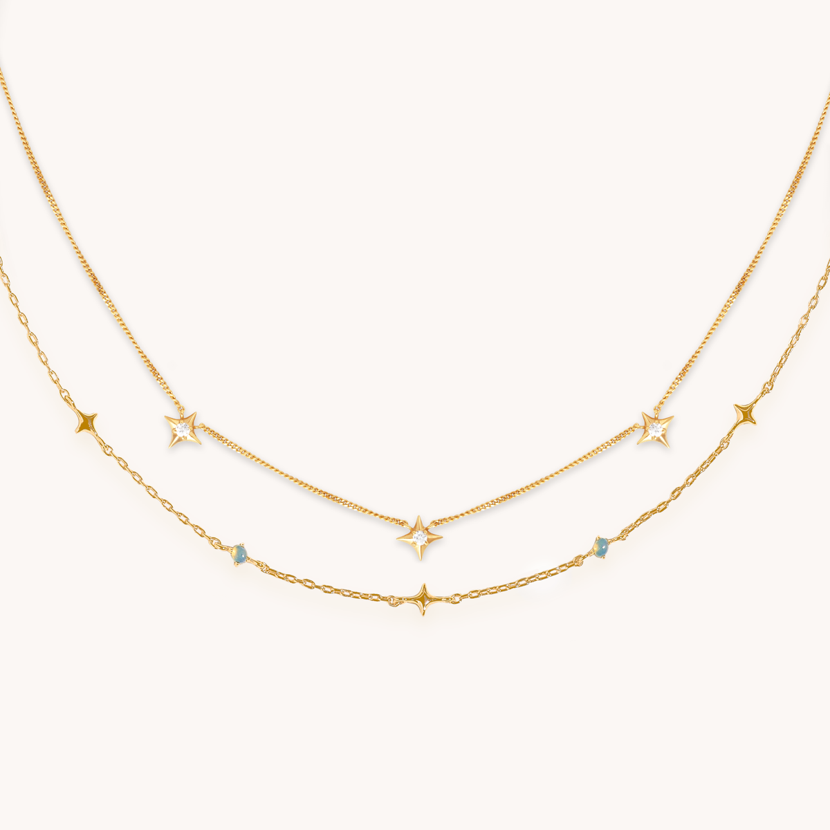 Cosmic Opal Necklace Stacking Set in Gold-Astrid & Miyu
