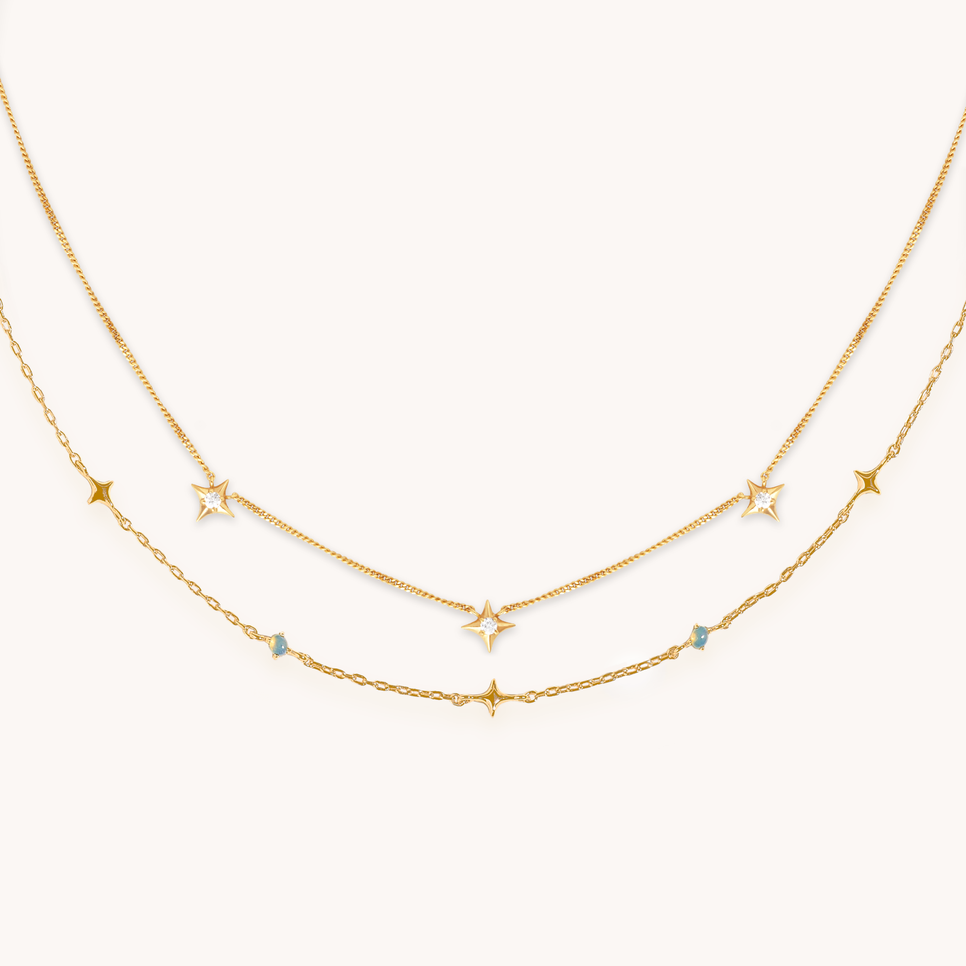 Cosmic Opal Necklace Stacking Set in Gold-Astrid & Miyu