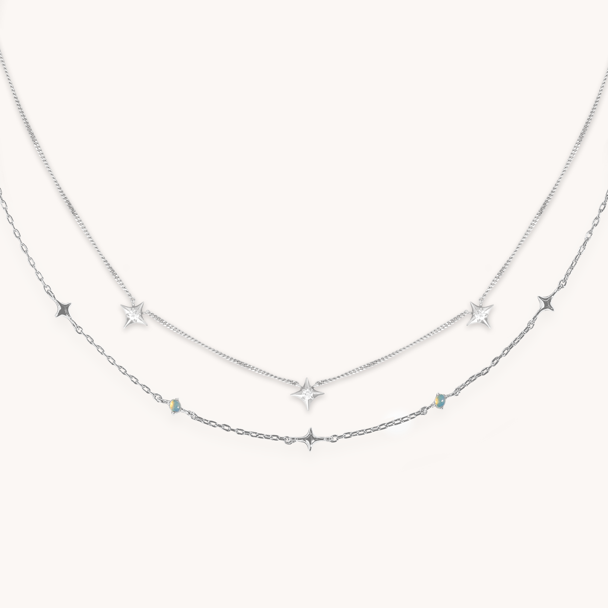 Cosmic Opal Necklace Stacking Set in Silver-Astrid & Miyu