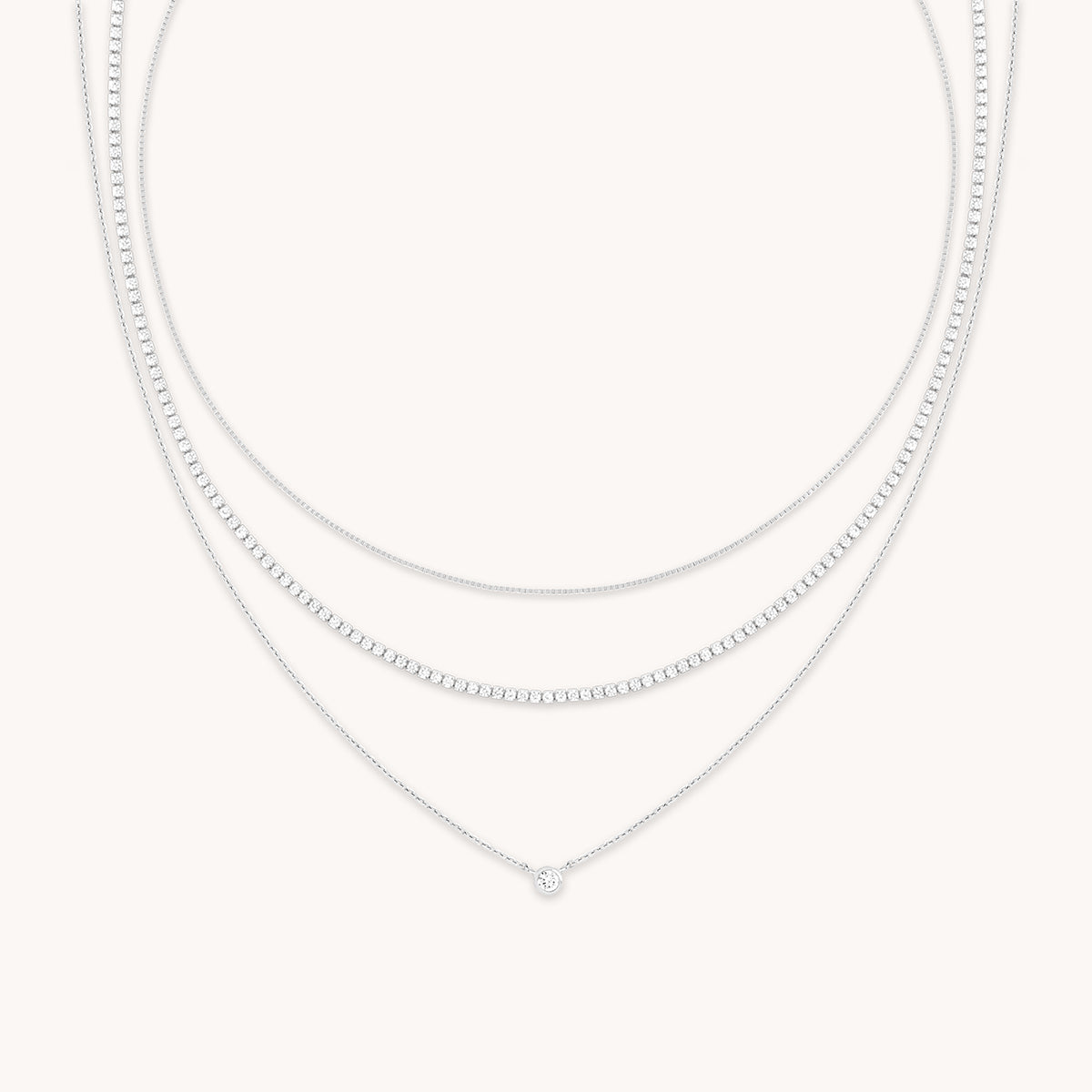 Essential Crystal Necklace Stacking Set in Silver-Astrid & Miyu