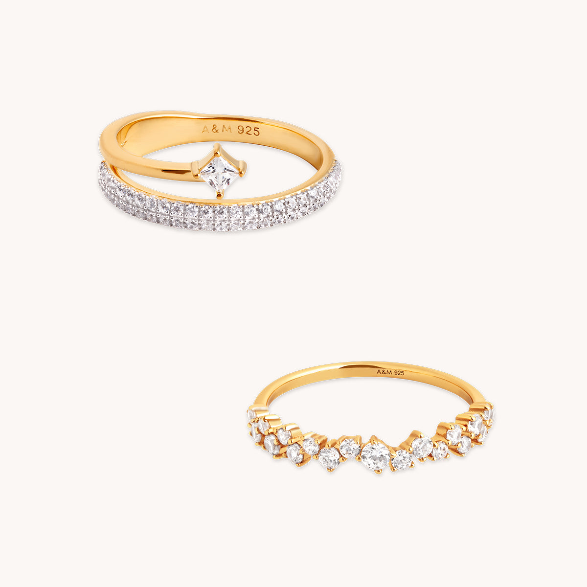 Cosmic Illusion Ring Stacking Set in Gold-Astrid & Miyu